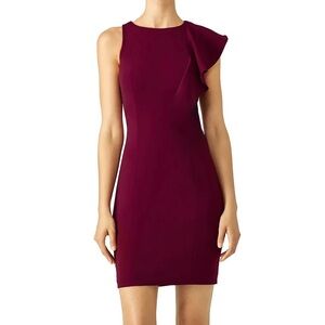 Black Halo Pabla Ruffle Sheath Dress in Heroine Red
